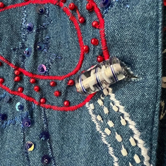 Anage Beaded and Embroidered Festive Jacket in Red White and Blue - Picture 2 of 4